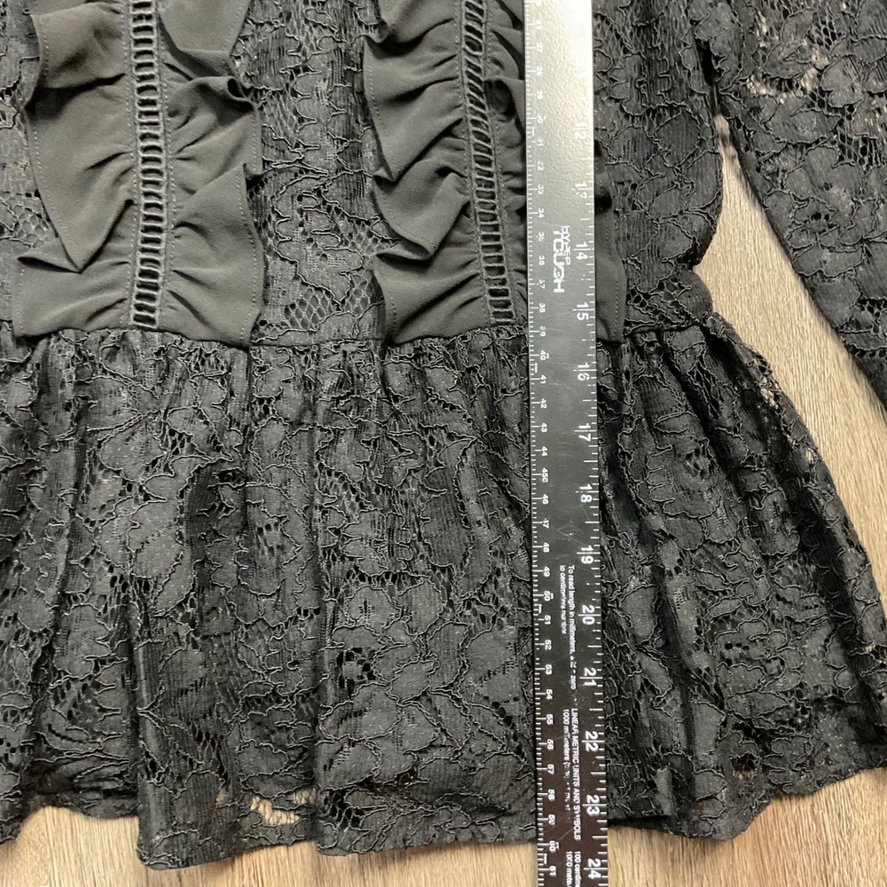 Marled Reunited Clothing Lace Bell Sleeve Peplum Top Womens XS Black Edwardian - Picture 6 of 9